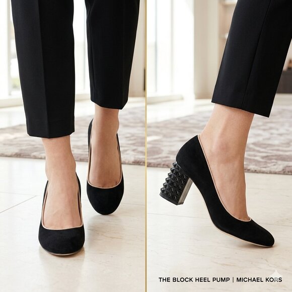 Michael Kors Shoes - Michael Kors Black Suede Leather Arabella Kitten Pump Jeweled Heel - Size 6